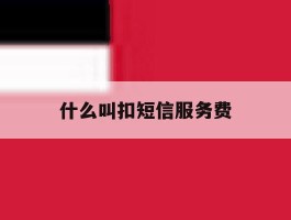 什么叫扣短信服务费