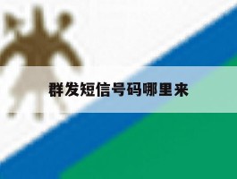 群发短信号码哪里来